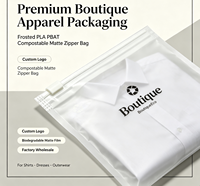 Emballage de vêtements de boutique haut de gamme, logo personnalisé, sac coulissant transparent en PLA PBAT compostable et biodégradable, haute résistance