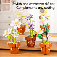 PANDAS bricolage Mini fleur porte-bonheur en plastique plante en pot et bouquet de fleurs bloc de construction MOC brique modèle jouet cadeaux éducatifs