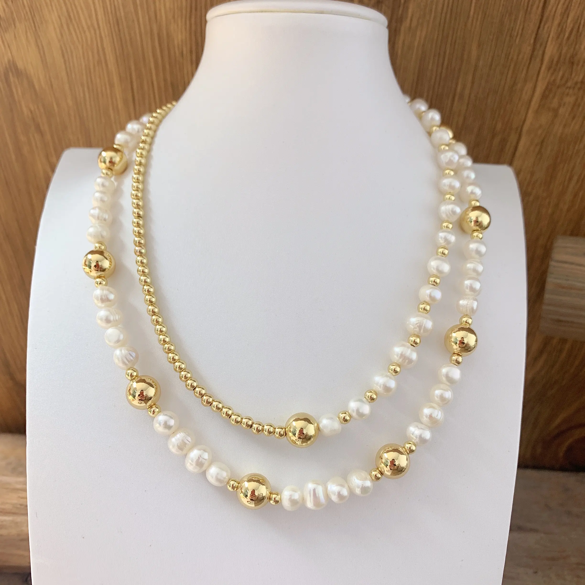 LS-L2104 Fantastic 18k gold beads colar jóias finas pérolas de água doce colar para mulheres presentes do partido moda colar