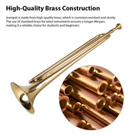 Brass Trumpet Bb Flat Bugle with Mouthpiece Orchestra Music Instrument Gold Lacquer Finish