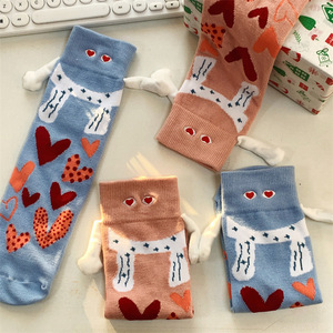 Compports Cartoon Unisexe Saint Valentin Magnétique Main dans la Main Drôle Nouveauté Chaussettes - Product Image 4
