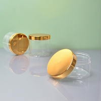 Kunststoffdose auf Lager Kosmetik-Creme-Verpackung 200g 300g 500g 800g 1000g Transparente Weithalsflasche mit Galvanisiertem Golddeckel