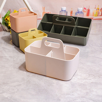 Organisateur de caddie rectangulaire polyvalent, fourre-tout en plastique avec poignée, caddie de rangement empilable pour bureau, cosmétique, salle de classe