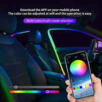 Luz Ambiental LED RGB para el Interior del Automóvil, Iluminación Ambiental para Marcos de Puertas y Ventanas, Color Mágico Invisible, Iluminación Interior para Automóviles