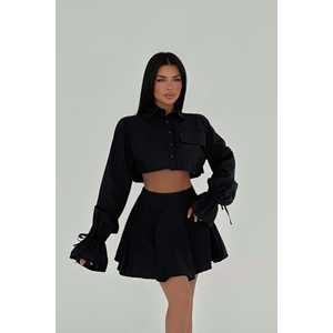 <b>Black</b> Jila Lady's 2-Piece <b>Set</b> Above Knee Mini <b>Skirt</b> <b>and</b> <b>Top</b> Shirt XL Size Elegant Outfits Design - Product Image 2