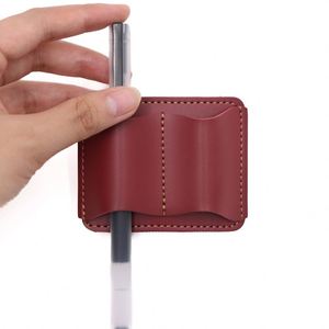 Stylish Journal Pen Holder Retro PU Leather Metal Pen Clips Notebook Pen Sleeve for Office Planner <b>Clipboard</b> - Product Image 3