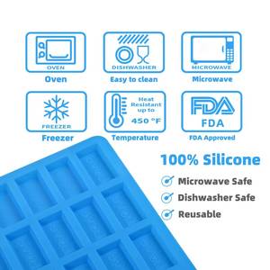 MUYULINS Factory 66-Cavity Rectangular LFGB Platinum Non-Stick BPA-Free <b>Silicone</b> Chocolate Mold - Product Image 2