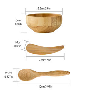 Bol mélangeur cosmétique en bambou écologique miniature en gros, petit bol mélangeur cosmétique personnalisé avec cuillère - Product Image 6