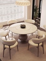 Table à manger en bois massif de style ancien chinois table de cuisinière à induction domestique ronde ensemble de table à manger rétractable