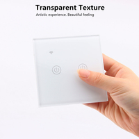 Interrupteur intelligent 10A à une touche avec écran tactile en verre, matériau PC, blanc/noir, IP65, Wi-Fi, certifié CE
