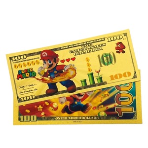 Billet de banque en feuille d'or de 100 dollars, style anime, jeu de cartes à collectionner, jouet, cadeau, souvenir pour les fans, 15,4x6,5 cm, double face - Product Image 1