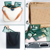 Pochette cosmétique en nylon maillé de qualité supérieure, personnalisable avec logo, taille et couleur, avec tirette en cuir et fermeture éclair dorée