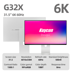 KUYCON G32X 0.117毫米点间距60 hz防指纹薄膜笔记本电脑IPS电脑6k 32英寸超宽显示器，带支架 - Product Image 2
