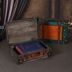 Mystic Arts Vintage Wooden <b>Suitcase</b> Retro Decorative Prop Storage Box Antiquity Style - Product Image 2