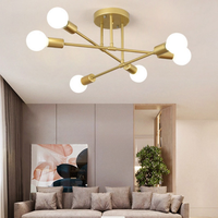 Lustre Semi-Encastré Industriel Minimaliste, Suspension Décorative Noire, Plafonnier Satellite pour Chambre à Coucher et Salon