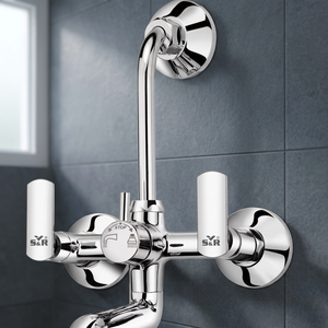 Premium 2 in 1 wall mixer with l bend chrome plated brass hot cold water <b>shower</b> faucet bathroom <b>fitting</b> heavy duty use - Product Image 3