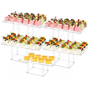 定制透明自助纸杯蛋糕甜点桌展示婚礼生日派对糕点托盘食品水果糖亚克力立管