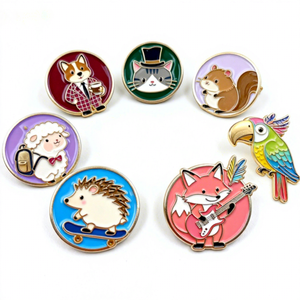 Pin de Esmalte Suave Personalizado con Diseño de Dibujos Animados a Color, Impresión UV, Insignias Metálicas con Logotipo de Animales, Broche de Solapa - Product Image 1