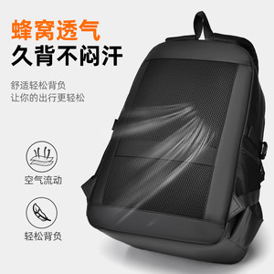 Bojue Rhino Men's <b>Backpack</b> 15 Inch Laptop <b>Large</b> Capacity Business Travel Lightweight Outdoor Solid Color Gray Black - Product Image 3