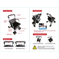 Caddie de courses en acier au carbone pour personnes âgées avec hauteur réglable, durable et léger