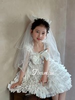 Robe Lolita sans manches en polyester pour filles, style été 2024, nouvelle collection, robe de princesse blanche pour anniversaire, robe de cérémonie avec voile