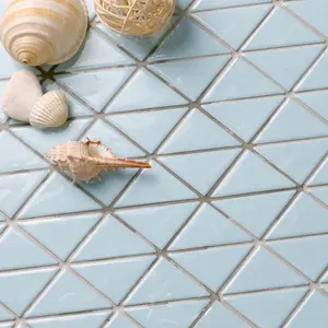 2" Light Blue Triangle Mosaic Bathroom Shower Spa Waterproof Anti-slip Indoor Outdoor Ceramic New Swimming Pool Tiles