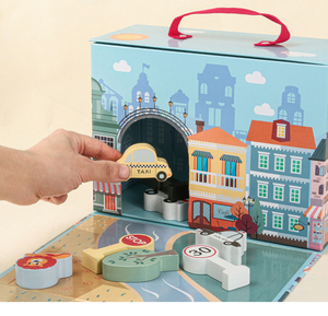 Jouets en blocs de construction en bois pour enfants d'âge préscolaire, blocs de construction cognitifs, thème de la ville, du <span class=keywords><strong>zoo</strong></span> et de la ferme, boîte en papier pour enfants - Product Image 2