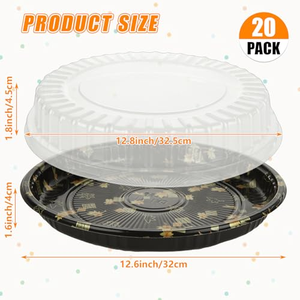 Plateau rond jetable en PS pour sushis, diamètre 290 mm, imprimé, avec couvercle transparent, qualité alimentaire, pour plats à emporter, conteneur pour sashimi, sans BPA - Product Image 2