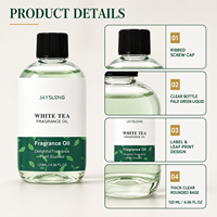 Huile parfumée au thé blanc 120 ml, marque privée, longue durée, parfum d'origine végétale, diffuseur d'arômes, parfum corporel, huile essentielle, OEM en vrac