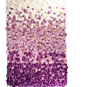 SPR <span class=keywords><strong>livraison</strong></span> <span class=keywords><strong>gratuite</strong></span> 24 pièces/ensemble blanc violet Ombre Occasion de mariage artificielle Rose fleur mur toile de fond ventes d'usine - Product Image 1
