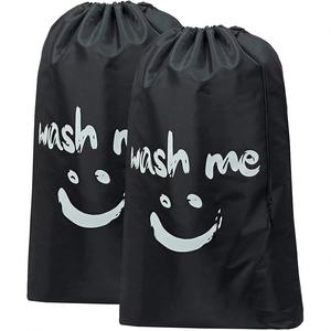Vente en gros de grand sac à linge en nylon et polyester Oxford imprimé de logo personnalisé avec cordon de serrage sac à linge écologique et portable lavable - Product Image 4