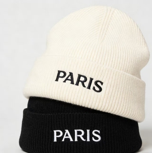 Custom PARIS Letter Embroidery Beanie Hat Winter Warm Cuffed Skull <b>Cap</b> <b>Men</b> Women Fashion OEM Wholesale - Product Image 5