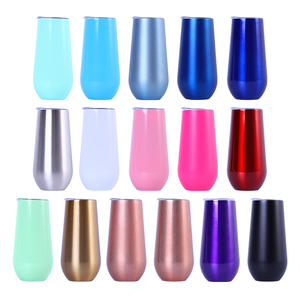 Custom Logo Sublimation <b>Blank</b> Laser <b>Engraved</b> Double Wall Stainless Steel Stemless 6oz Insulated Wine Glass <b>Tumbler</b> Cups With Lid - Product Image 5