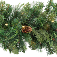 Guirlande de Noël avec lumières chaudes, décorations en forme de pommes de pin, verdure artificielle, facile à accrocher, réutilisable pour la décoration de porte et de mur