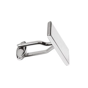 Boutons de manchette carrés élégants 17x17 mm, finition argent poli, accessoire de tenue formelle pour homme - Product Image 2
