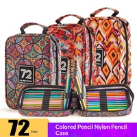 Crayons de couleur à base d'huile 72 couleurs avec pochette en toile Mandala, 36 couleurs Macaron et 36 couleurs Morandi pour ensemble de dessin d'artiste