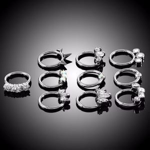 Acero inoxidable Daith Septum Helix Tragus Orelha cartílago cautivo aro Labret joyería gema Clicker nariz Piercings oreja aro anillos - Product Image 6