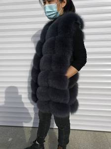 <span class=keywords><strong>Gilet</strong></span> en fourrure de renard véritable à capuche pour femmes 2021 # <span class=keywords><strong>Gilet</strong></span> d'hiver pour filles et femmes, veste en fourrure tendance - Product Image 6