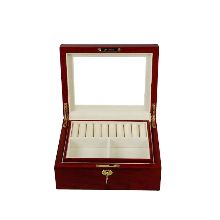 Wholesale Customized Luxury Double-layer Structure Rosewood Large Mirror Organizer Packaging Storage Wooden Jewelry Box