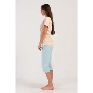 Traje de dormir capri ovalado de manga corta con cuello redondo para mujer - Product Image 2