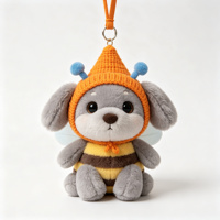 Porte-clés en peluche chien abeille mignon, pendentif animal en peluche doux, porte-clés personnalisé, plusieurs couleurs