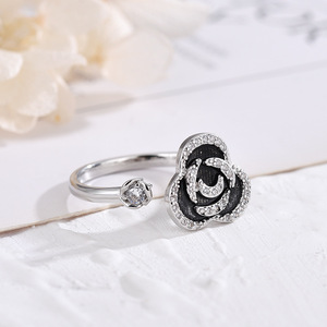 Rotating Rose <b>Ring</b> 925 Sterling Silver Open <b>Adjustable</b> Women's Jewelry Gift Flower Shape - Product Image 3
