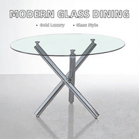 Table à manger ronde en verre trempé, mobilier de salle à manger moderne en verre pour la maison, l'hôtel, l'appartement