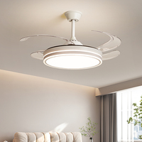 Ventilateur de plafond moderne à LED invisible rétractable de 36 pouces, pliable, de luxe, à profil bas, pour salon, avec télécommande, DC, à intensité variable
