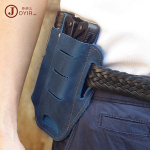 Joyir Riñonera de cuero genuino para hombre, color azul, EDC, almacenamiento de herramientas tácticas, funda portátil para linterna - Product Image 3