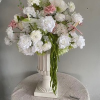 Novedad: Adornos para Salón de Bodas, Suministros Florales para Centro de Mesa de Fiesta de Cumpleaños, Flores de Seda Blancas y Verdes para Pasillo de Eventos de Boda