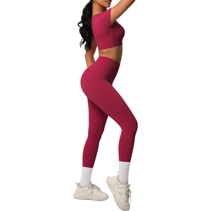 Ensemble de vêtements de <span class=keywords><strong>sport</strong></span> pour femmes, débardeur à bretelles, haut court à <span class=keywords><strong>manches</strong></span> courtes, veste de <span class=keywords><strong>sport</strong></span> à fermeture éclair intégrale, leggings taille haute sans couture, ensemble de yoga pour femmes - Product Image 5