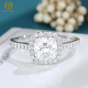 Popular Hot Selling Halo Ring Cushion Cut 18K White Gold Elegant Jewelry IGI Certified Synthetic Diamond Custom for Gift - Product Image 1