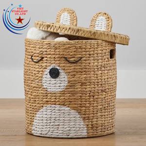Animal Hyacinth Storage <b>Laundry</b> <b>Basket</b> with Handle Made in Vietnam Best Price Best Design - Product Image 4