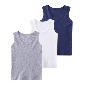 Canotta Casual in cotone con motivo solido per ragazzi e ragazze estate maglia maglia tessuto interno per bambini - Product Image 1